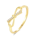 Anillo de lazo en plata S925 bañada en oro de 18K con circonitas engastadas sobre fondo blanco - US 6 / Lazo (FDJZ-217) / Dorado