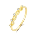 Elegante anello a onde in argento sterling S925 con cinque pietre di zircone per donna - US 6 / Oro