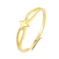 S925 gold plated double layer star ring with twisted texture and polished surface - Size 6 / Intertwined Four-Point Star Style (FDJZ-225) / Gold