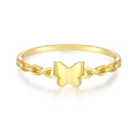 Elegant S925 sterling silver butterfly ring with a golden chain band design - Size 6 / Butterfly Chain Style (FDJZ-236) / Gold