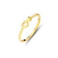 Eleganter S925 Sterling Silber Goldring mit doppeltem Herzdesign in einem minimalen Stil - US 6 / Gold