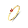 S925 sterling silver gold plated ring featuring a heart-shaped red zircon centerpiece - Size 6 / Red Heart Style (FDJZ-196) / Gold
