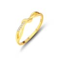 Anillo irregular de plata de ley S925 en oro de 18K con cuatro circonitas blancas - US 6 / Dorado