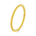 Elegant 925 sterling silver gold plated twisted rope ring for stacking style - US 6 / Gold