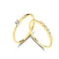 Elegante set di anelli in argento S925 dorato con pietre di zirconia minimaliste - US 7 / Oro