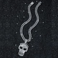 Hip hop schedelhanger met koptelefoon en ijskoude Cubaanse schakelketting voor heren - Kettingset / Zilver