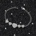 Bracciale hip hop in argento con cinque ciondoli a cuore su ghiaia nera decorativa - 21cm / Bracciale d'Argento