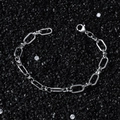 Men's hip hop stainless steel oval link chain bracelet with lobster clasp on black stones - Bracelet (20 cm) / Silver