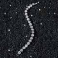 Luxury 8mm hip hop tennis bracelet with round halo diamonds and silver finish - Round (20.5cm) / Silver