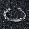 Hip hop St. Jude religious medallion bracelet with cuban link and rhinestones - St. Jude Statue Bracelet / Silver