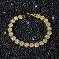 8mm gold hip hop tennis bracelet featuring continuous round cubic zirconia links with fold clasp - Round (20.5cm) / Gold