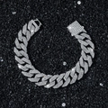 15mm silver mens iced out cuban link bracelet with sparkling diamond settings and hip hop style - Rhombus 20cm / Silver