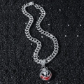Silberne Iced-Out Gliederkette mit Halloween Kürbis-Totenkopf-Anhänger und roten Details - Mit Drachenkette / Silber (Kürbis)
