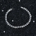 Hip hop style 6mm silver heart link chain bracelet with micro paved zircon on black stone - Silver-Bracelet (20.5cm)