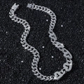 Heren hiphop cubaanse schakelketting met hartaccent op zwart grind - Zilver - Halsketting (45 cm)
