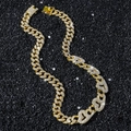 Heren hiphop gouden ketting met iced out Cubaanse schakels en hartvormige accenten - Goud - Halsketting (45 cm)