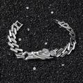 Bracelet chaîne cubaine argentée avec relief Saint Jude et lettre A en cristal sur pierres - Style Relief Icône de Saint / Argenté
