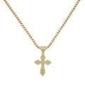 Chaîne tennis dorée avec un grand pendentif croix en strass pour homme style hip hop - Croix Dorée Avec Chaîne Tennis / Chaîne de tennis 4mm