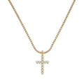 Collana tennis dorata con lussuoso ciondolo a croce di cristalli a forma di cuore chic - Croce Di Cuore Con Catena Tennis / Oro