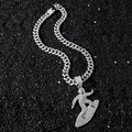 Collana cubana d'argento con ciondolo surfista ghiacciato stile hip hop per uomo - Set Gioielli d'Argento