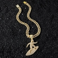 Collana cubana da uomo in oro con ciondolo surfista ghiacciato in stile streetwear hip hop - Set Oro