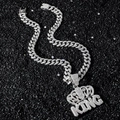 Collana hip hop con catena cubana ghiacciata e ciondolo corona da re su sfondo scuro - Con Catena da 50cm / Argento (Corona KING)