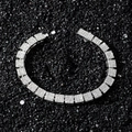Bracciale hip-hop da uomo con maglie quadrate e cristalli trasparenti scintillanti - 20 CM / Bracciale d'Argento
