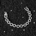 Bracciale hip-hop da uomo con maglie a infinito, finitura argento e pavé di strass lucidi - Bracciale Argentato (20 cm)