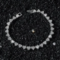 Hiphop silver heart chain bracelet with white crystals on a black textured background - Silver - Bracelet (20.5 cm)