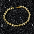 Chic gold heart-shaped hip hop bracelet with sparkling pave diamonds on black stone background - Gold - Bracelet (20.5 cm)