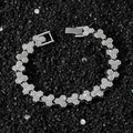 Bracciale hip-hop da uomo in argento con maglie triangolari e pavé di diamanti su pietre nere - Bracciale Argentato (20 cm)