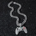 Collana hip hop con pendente controller gioco ghiacciato e catena cubana argento - Controller di Gioco (Con Catena Longxu) / Argento
