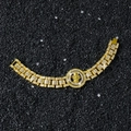 Bracelet hip-hop doré avec crâne rotatif serti de cristaux et pendentif chapeau haut - Crâne Rotatif / Or