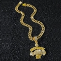 Vergoldete Panzerkette mit Get Money 1st Faustanhänger und weißen Zirkonia - Get Money Logo Panzerketten-Set / Gold