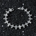 Bracciale hip hop da uomo con croci argentate e strass scintillanti su sabbia nera - Argento-Bracciale (20.5cm)