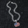 Catena cubana hip hop con ciondolo bandiera USA e diamanti scintillanti - Bandiera USA (Con Catena 50cm) / Argento