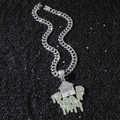 Iced out hiphop huis hanger met TRAP letters en dikke Cubaanse ketting voor heren - 50cm Ketting / Zilver (Huis)