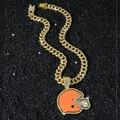 Collana a catena cubana dorata con ciondolo a casco da football americano arancione - Collana con Catena (Stile 5525) / Oro
