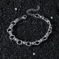 Pulsera de cadena de acero inoxidable retro con eslabones redondos y cierre de langosta - Pulsera (20 cm)