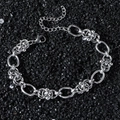 Bracciale a catena in acciaio inossidabile stile hip hop con perline e chiusura a moschettone - Bracciale (20cm)