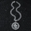Hip-Hop-Panzerkette mit rotierendem R-Anhänger und silbernem Zirkon-Besatz für Herren - Rotierendes Buchstabe B Halsketten-Set (Silber)