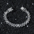 Silver hip hop bracelet with sparkling pave diamonds on black gravel background - 20cm / Silver