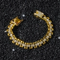 Men's hip-hop gold plated link bracelet featuring iced out cubic zirconia stones - 20cm / Gold