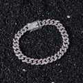 9mm Hip-Hop Gliederkette mit rosa-weißen Strasssteinen auf schwarzem Hintergrund - 20.5CM / Silber-Rosa und Weiß Spleißen (MY21-3459)