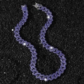 Herren Hip-Hop Halskette mit blauen Diamanten auf einer schwarzen Steinoberfläche - Silber - Halskette (45 cm)