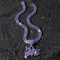 Hip-hop NO LOVE pendant with red broken heart and blue stones on iced out cuban chain - With 50cm Cuban Chain / Silver With Blue Stones (Heart Letter NO LOVE)