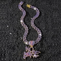 Men's hip hop gold Cuban link chain with blue rhinestone NO LOVE broken heart pendant - With 50cm Cuban Chain / Gold With Blue Stones (Heart Letter NO LOVE)