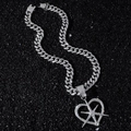 Heren hip hop Cuban link ketting met zilveren hart en ster hanger vol met glanzende stenen - Kettingset / Zilver (Hol Hart) - Met Ketting