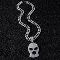 Collar hip hop para hombre con colgante de máscara de calavera helada y cadena cubana - Pasamontañas Con Eslabón Cubano / 50cm / Plateado