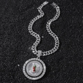 Collana hip hop da uomo con catena cubana d'argento e ciondolo della Vergine Maria - Argento